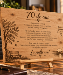 Alternative view of Tablou personalizat din lemn – Zi de naștere – 70 ani