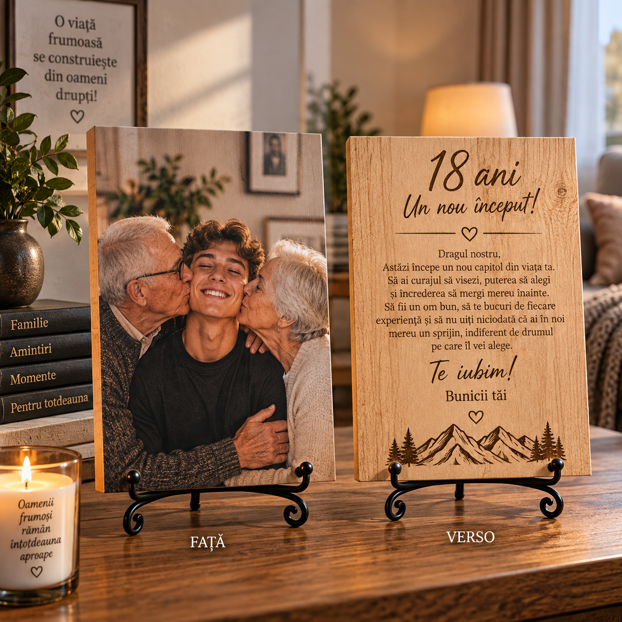Tablou personalizat din lemn – Majorat – 18 ani – de la bunici