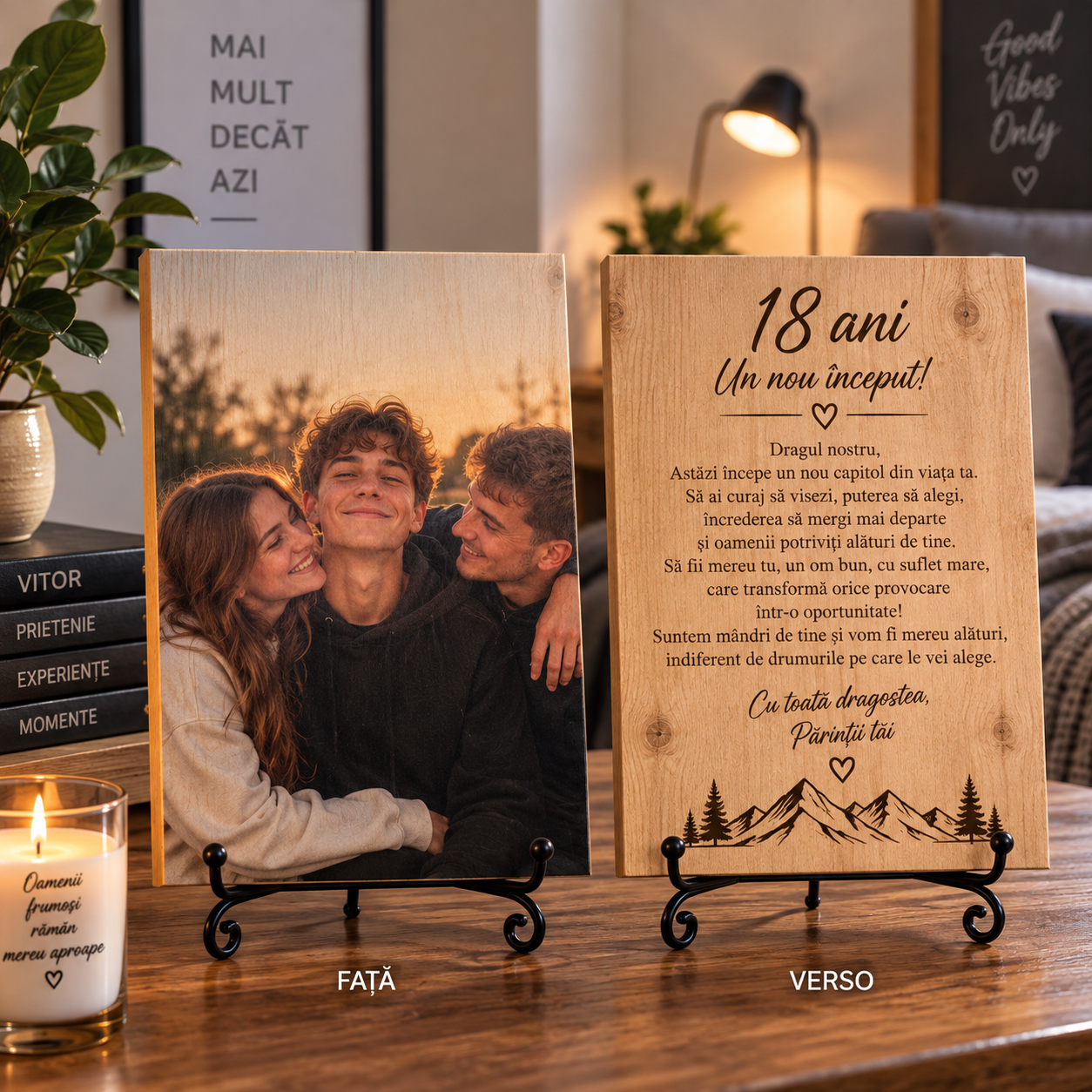 Tablou personalizat din lemn – Majorat – 18 ani – de la prieteni