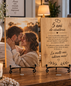 Tablou personalizat din lemn – Aniversare căsătorie – 5 ani de căsătorie