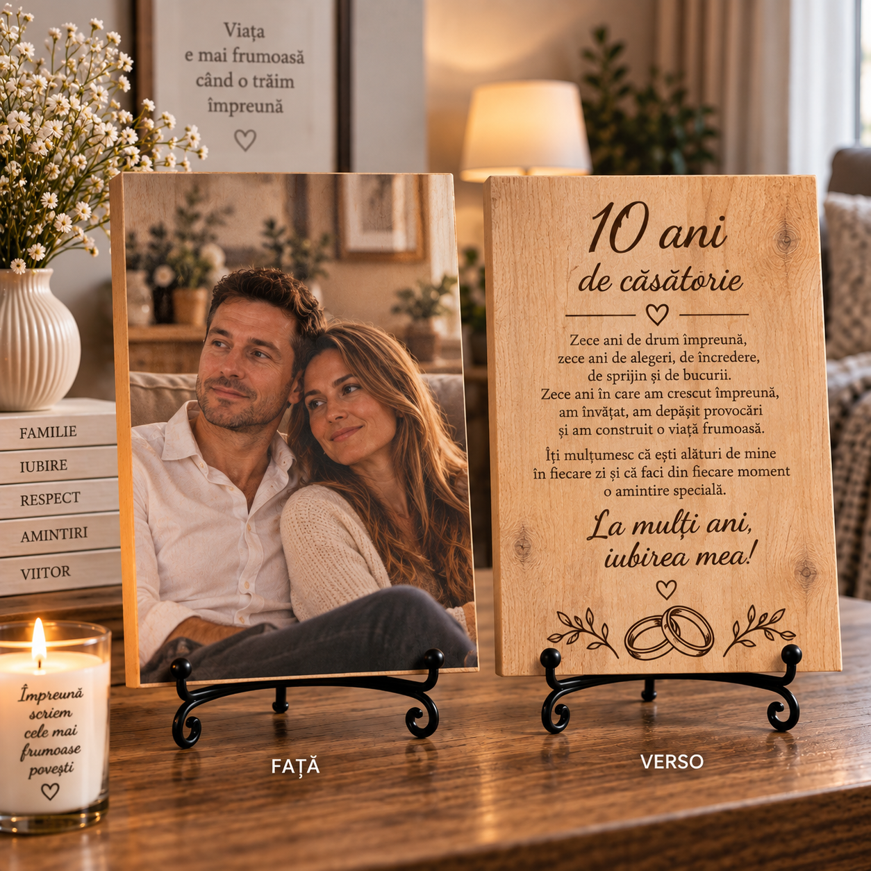 Tablou personalizat din lemn – Aniversare căsătorie – 10 ani de căsătorie