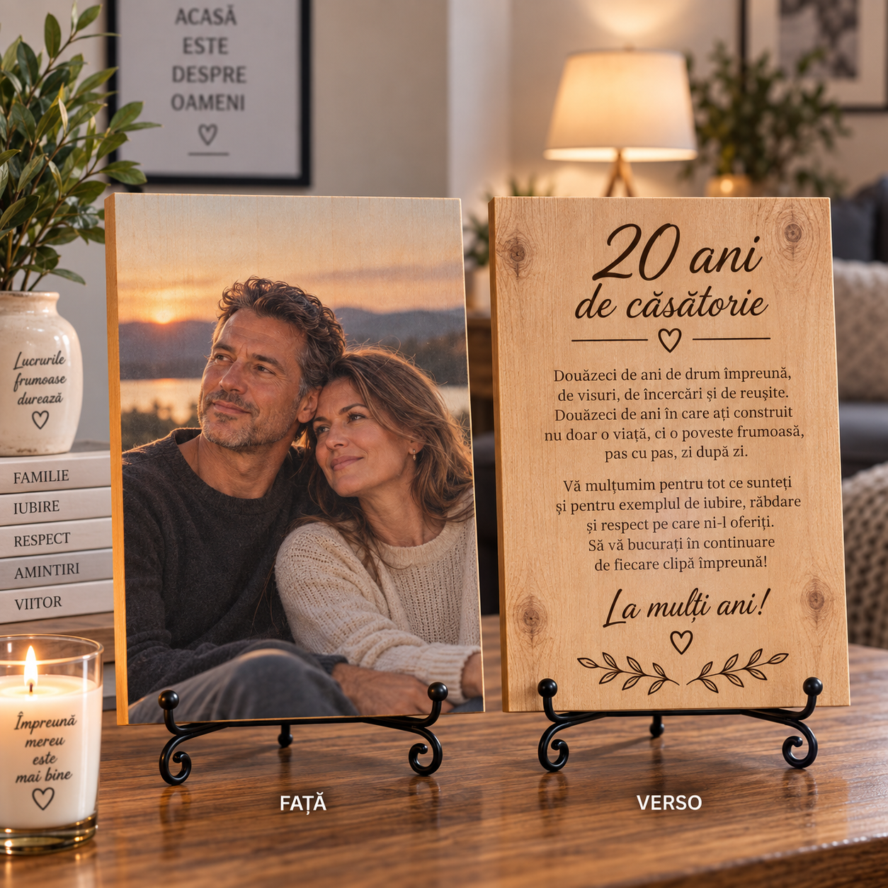 Tablou personalizat din lemn – Aniversare căsătorie – 20 ani de căsătorie