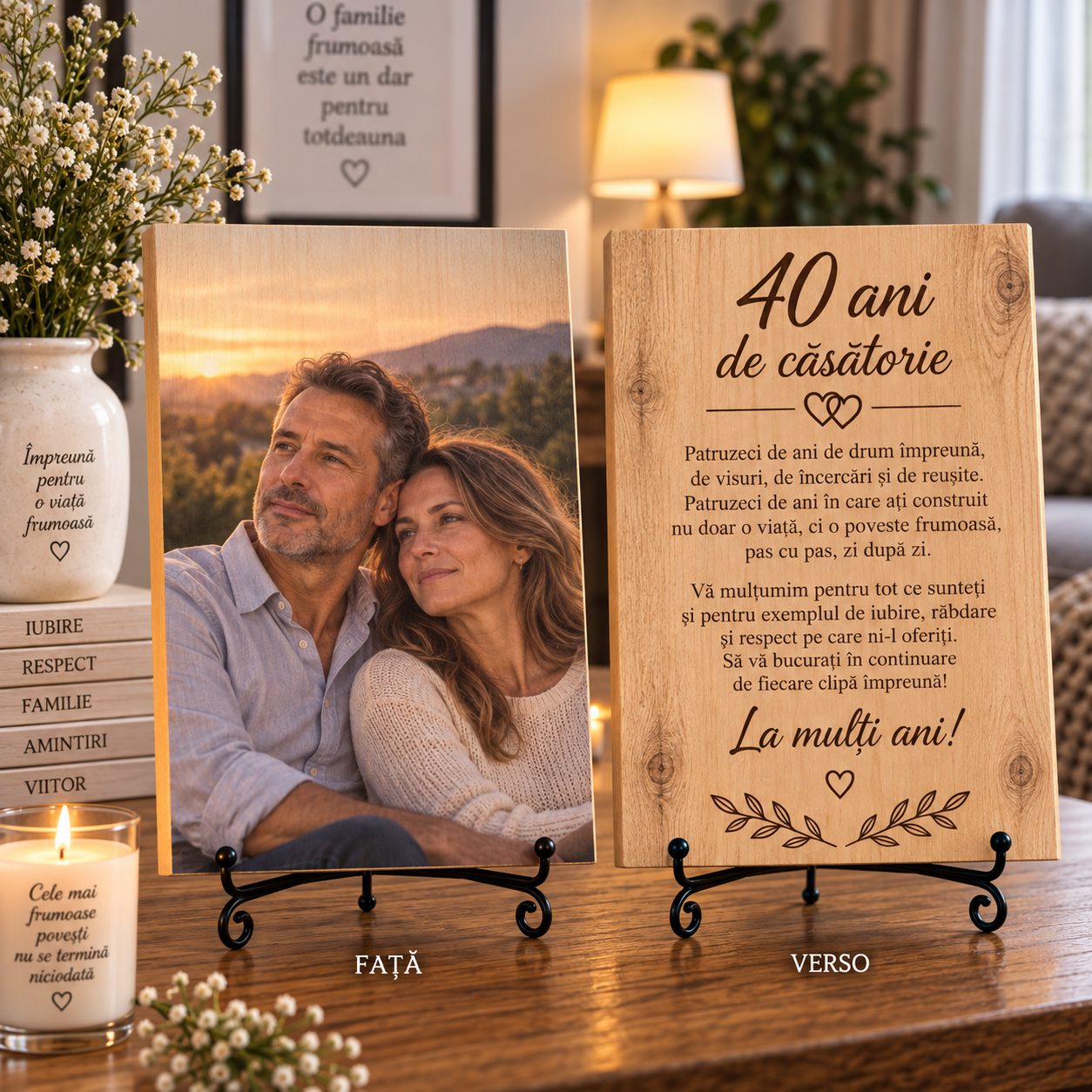 Tablou personalizat din lemn – Aniversare căsătorie – 40 ani de căsătorie
