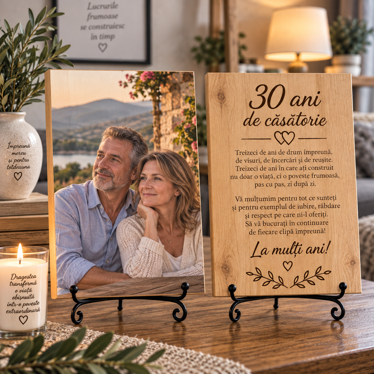 Tablou personalizat din lemn – Aniversare căsătorie – 30 ani de căsătorie
