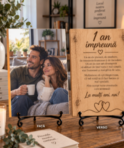 Tablou personalizat din lemn – Aniversare relație – 1 an împreună