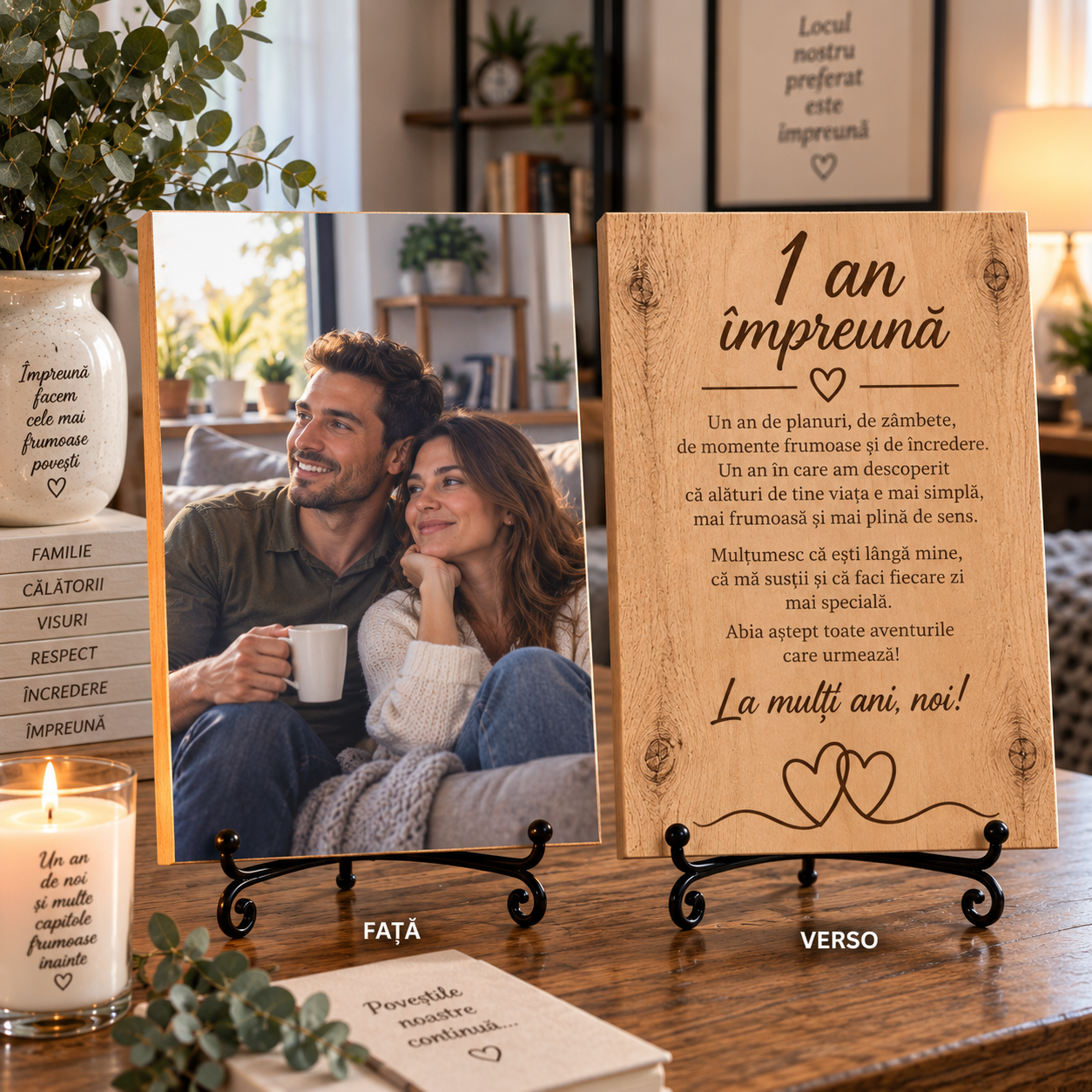 Tablou personalizat din lemn – Aniversare relație – 1 an împreună