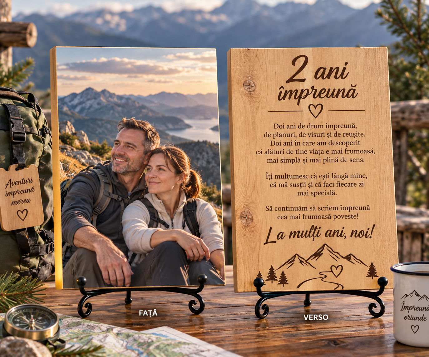 Tablou personalizat din lemn – Aniversare relație – 2 ani împreună