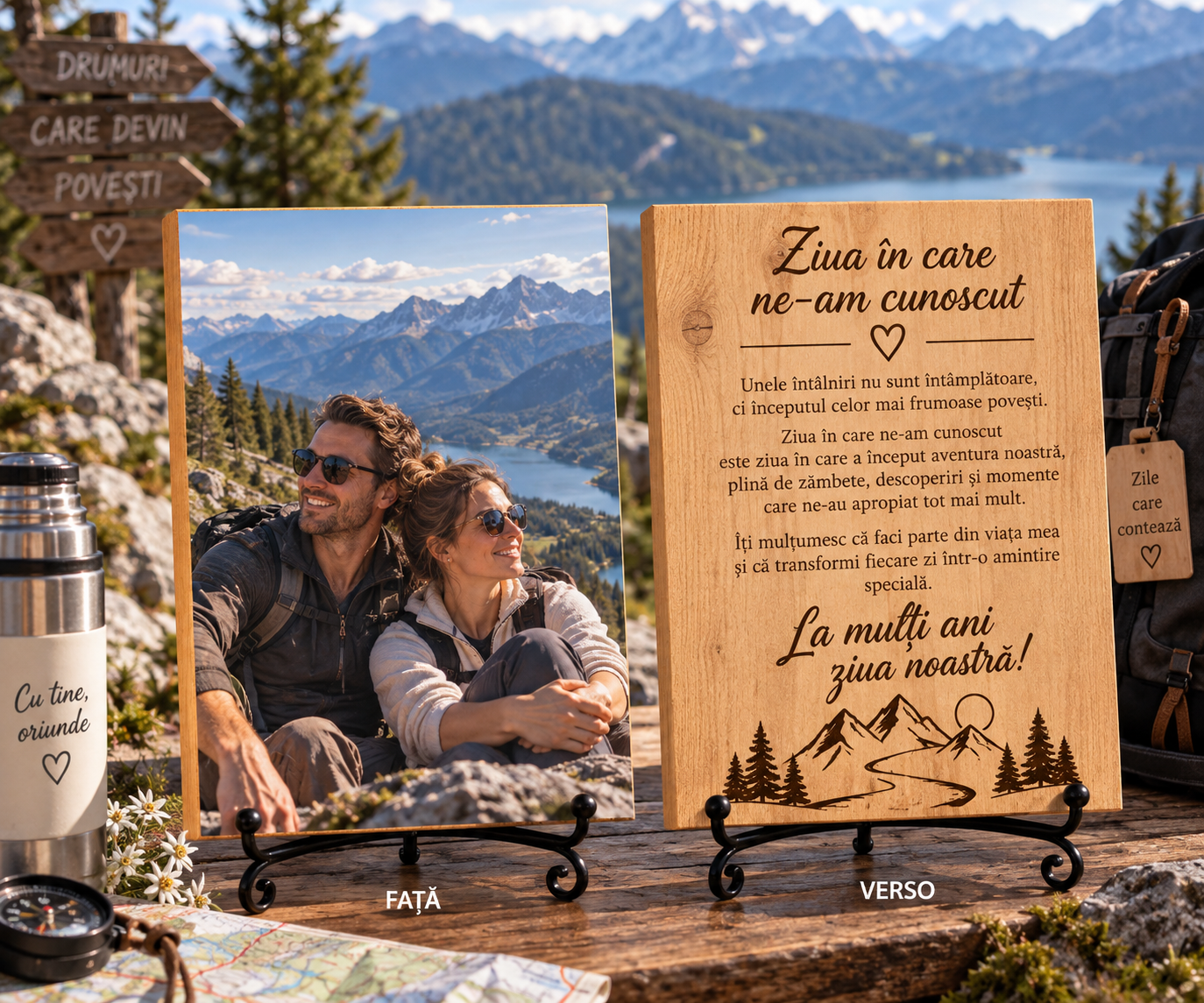 Tablou personalizat din lemn – Aniversare relație – Ziua în care ne-am cunoscut