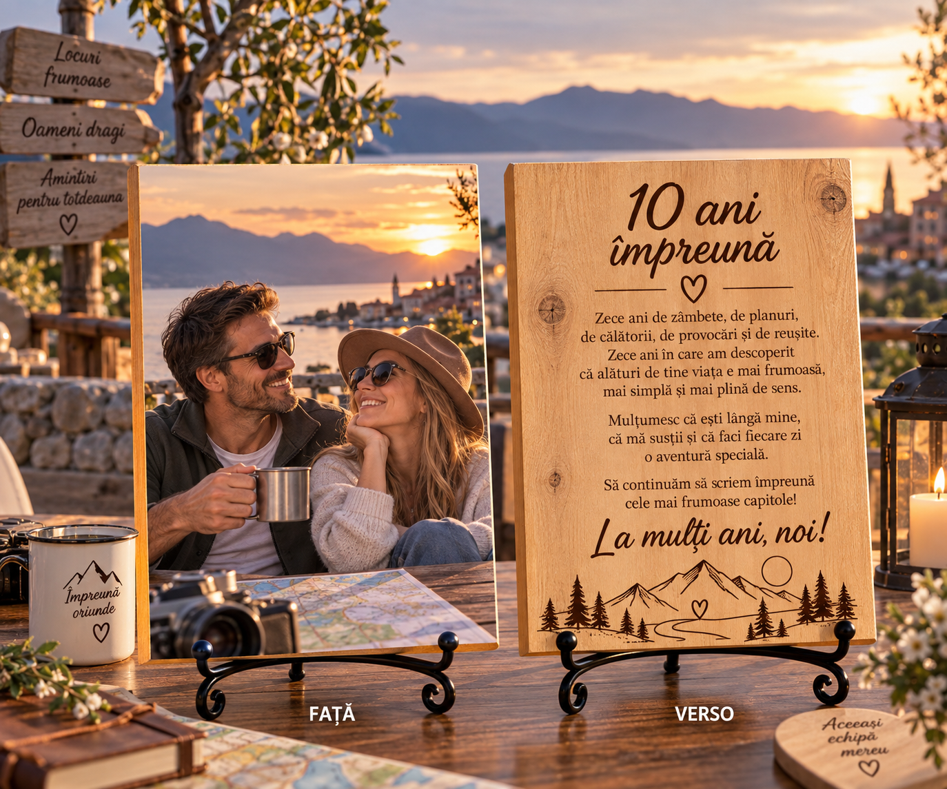 Tablou personalizat din lemn – Aniversare relație – 10 ani împreună