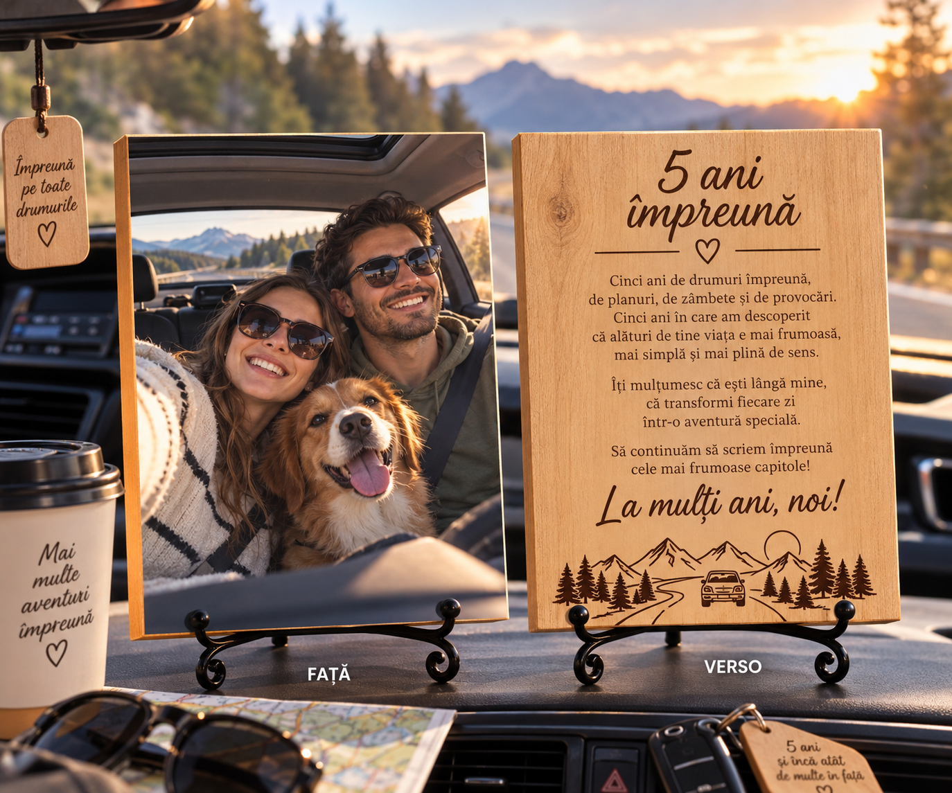 Tablou personalizat din lemn – Aniversare relație – 5 ani împreună