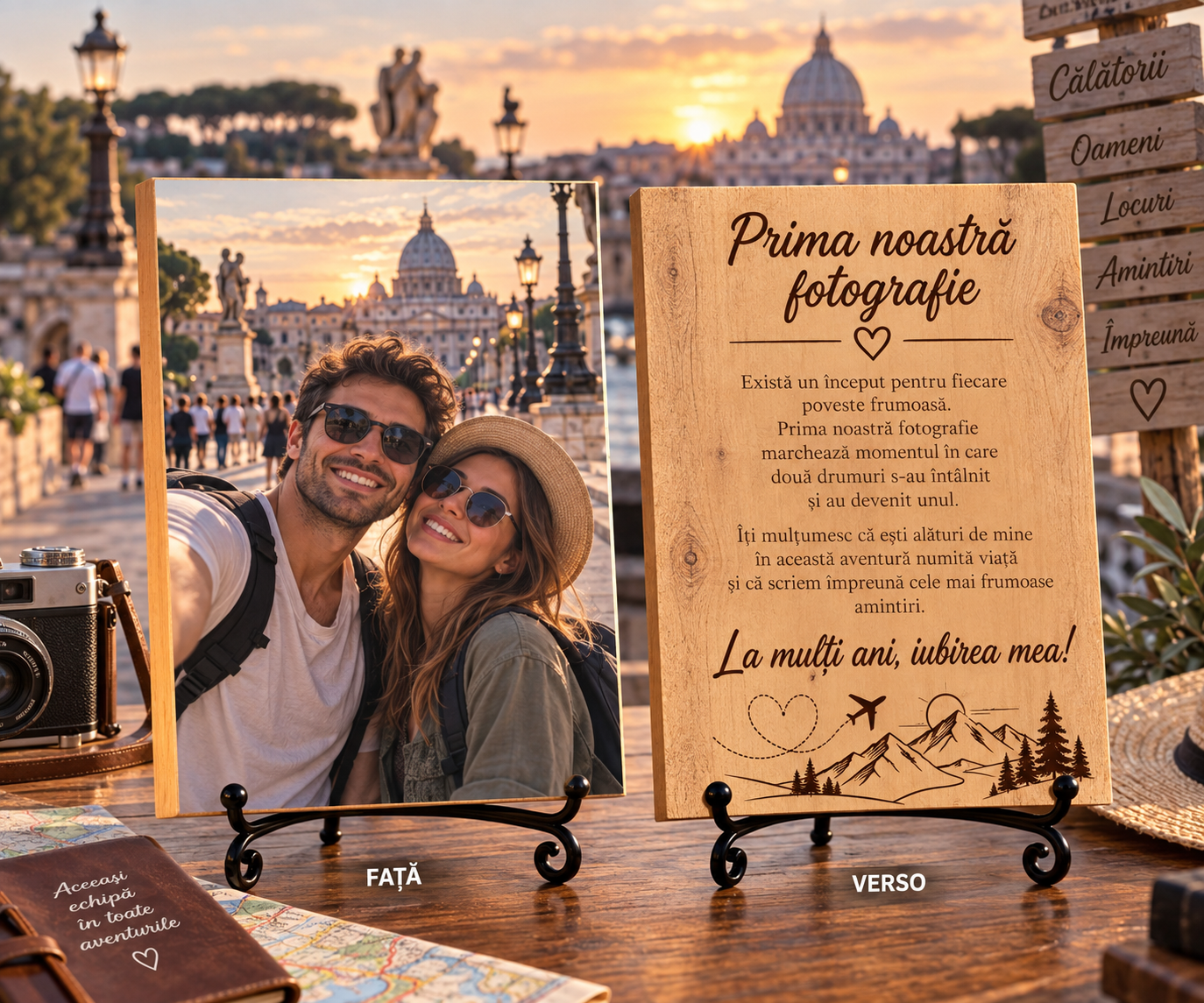 Tablou personalizat din lemn – Aniversare relație – Prima noastră fotografie