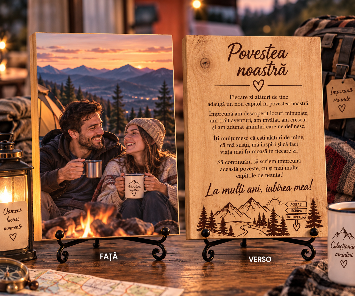 Tablou personalizat din lemn – Aniversare relație – Povestea noastră