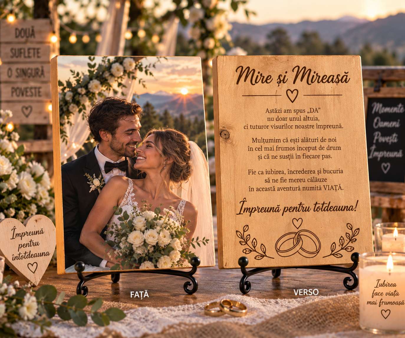 Tablou personalizat din lemn – Nuntă – Cadou pentru mireasă