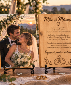 Tablou personalizat din lemn – Nuntă – Cadou pentru miri