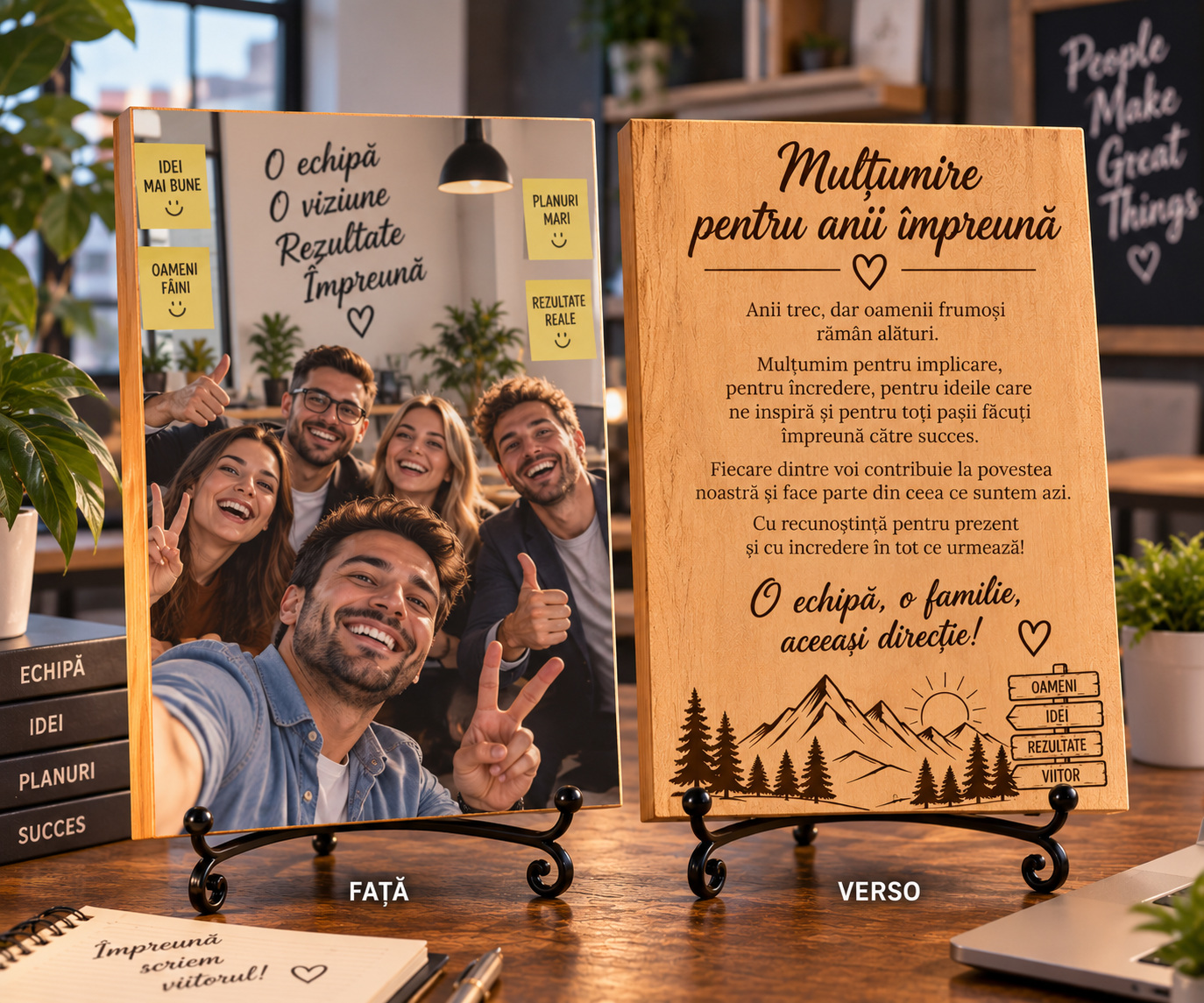 Tablou personalizat din lemn – Plecare din companie – Mulțumire pentru anii împreună