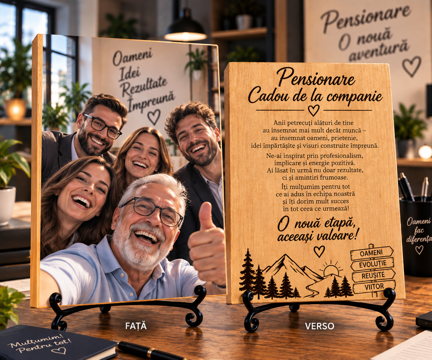 Tablou personalizat din lemn – Pensionare – Cadou de la companie