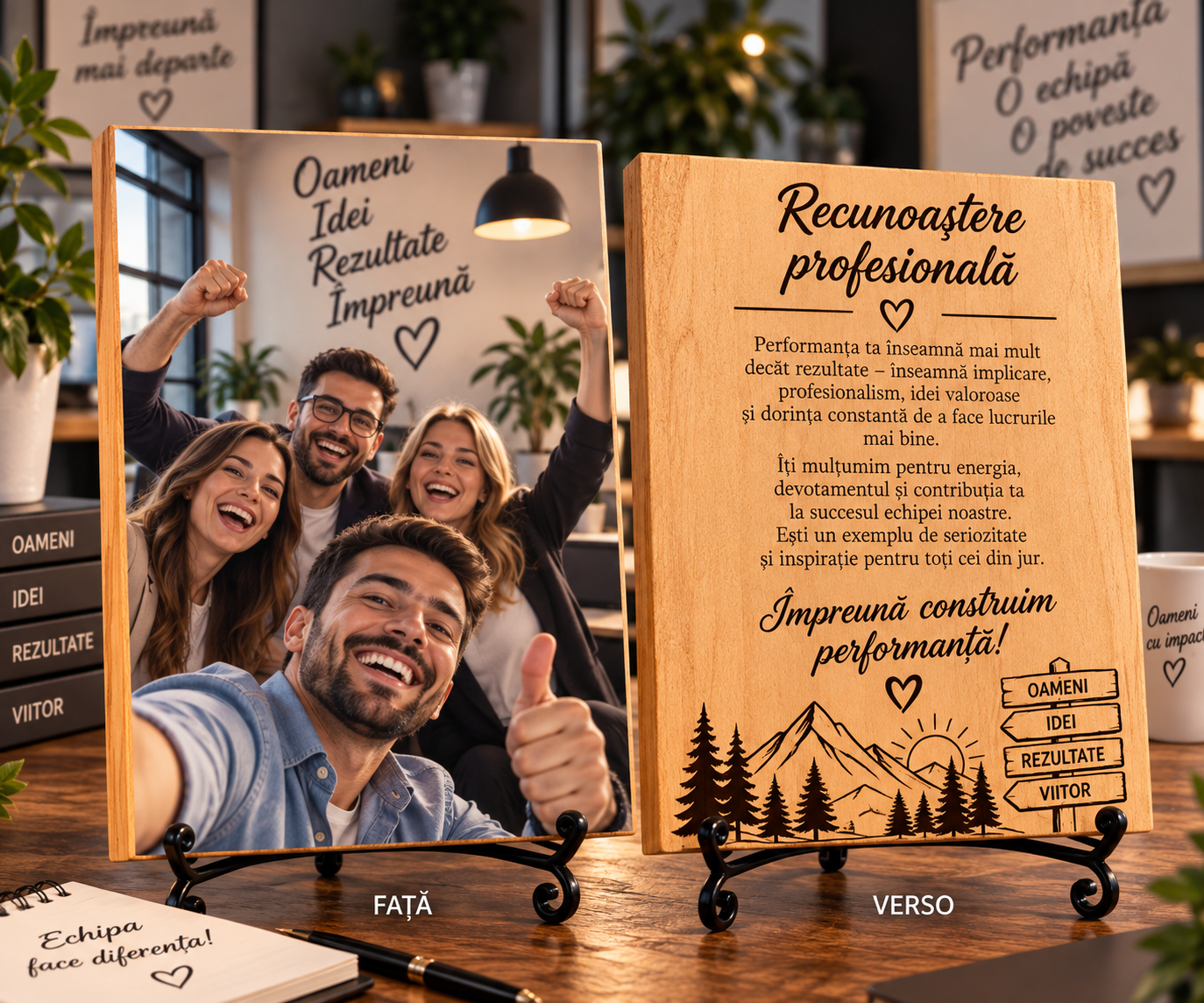 Tablou personalizat din lemn – Performanță / premiu – Recunoaștere profesională