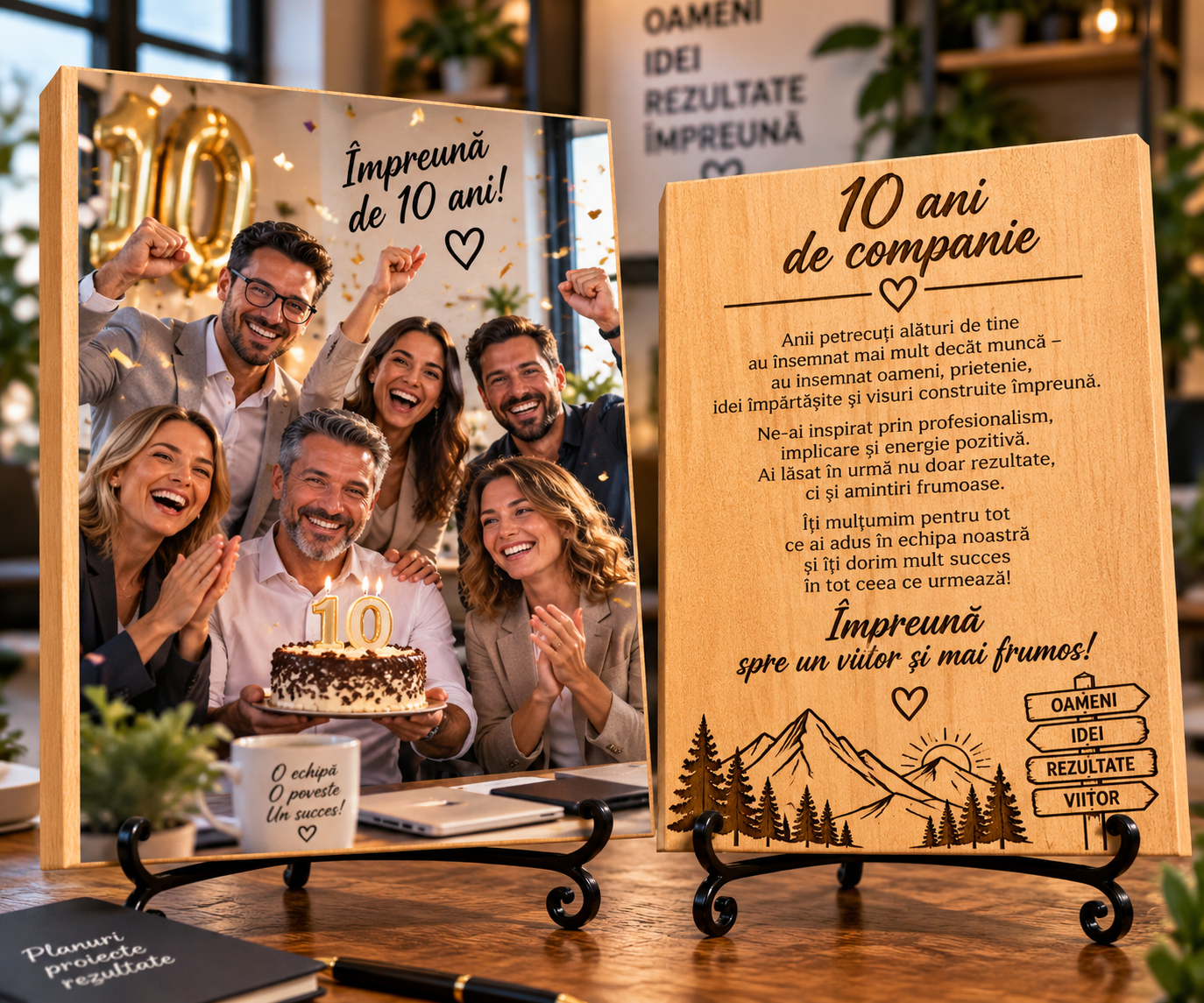 Tablou personalizat din lemn – Aniversare companie – 10 ani de companie
