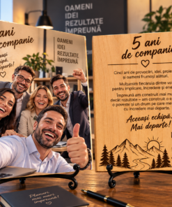Tablou personalizat din lemn – Aniversare companie – 5 ani de companie