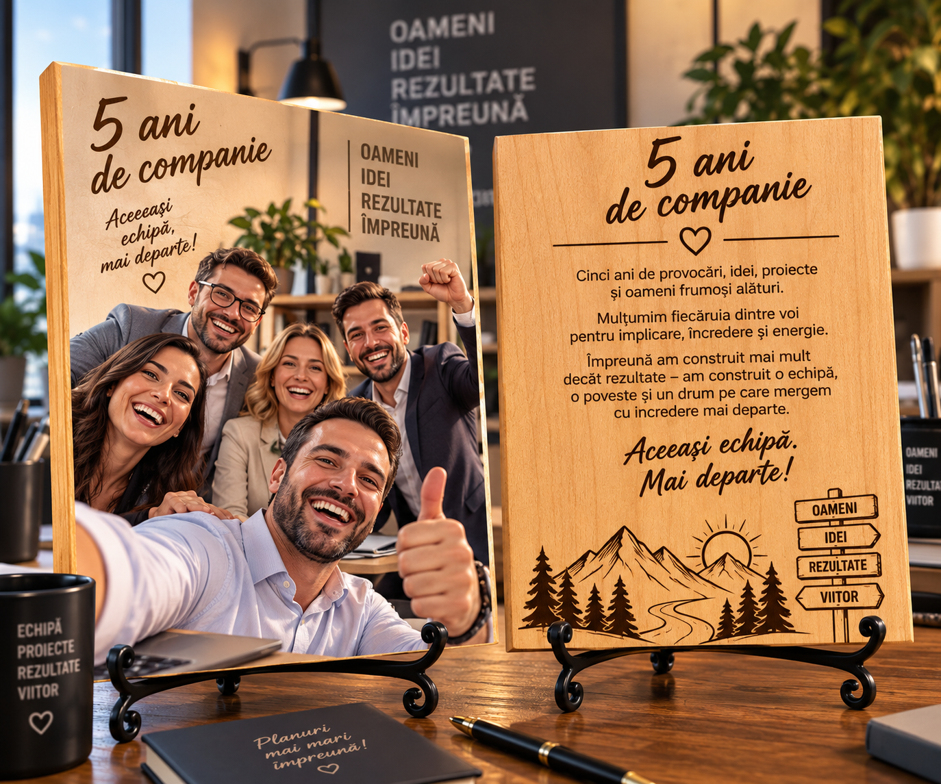 Tablou personalizat din lemn – Aniversare companie – 5 ani de companie