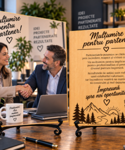 Tablou personalizat din lemn – Partener de afaceri – Mulțumire pentru partener