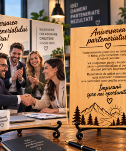 Tablou personalizat din lemn – Partener de afaceri – Aniversarea parteneriatului