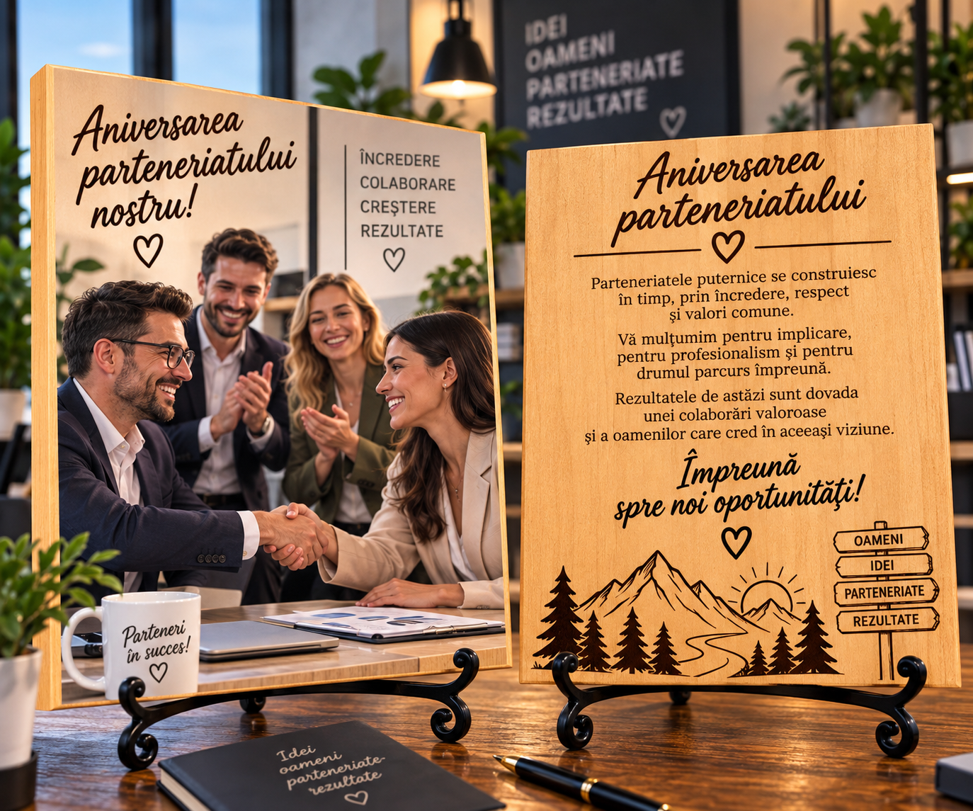 Tablou personalizat din lemn – Partener de afaceri – Aniversarea parteneriatului