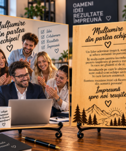 Tablou personalizat din lemn – Șef – Mulțumire din partea echipei