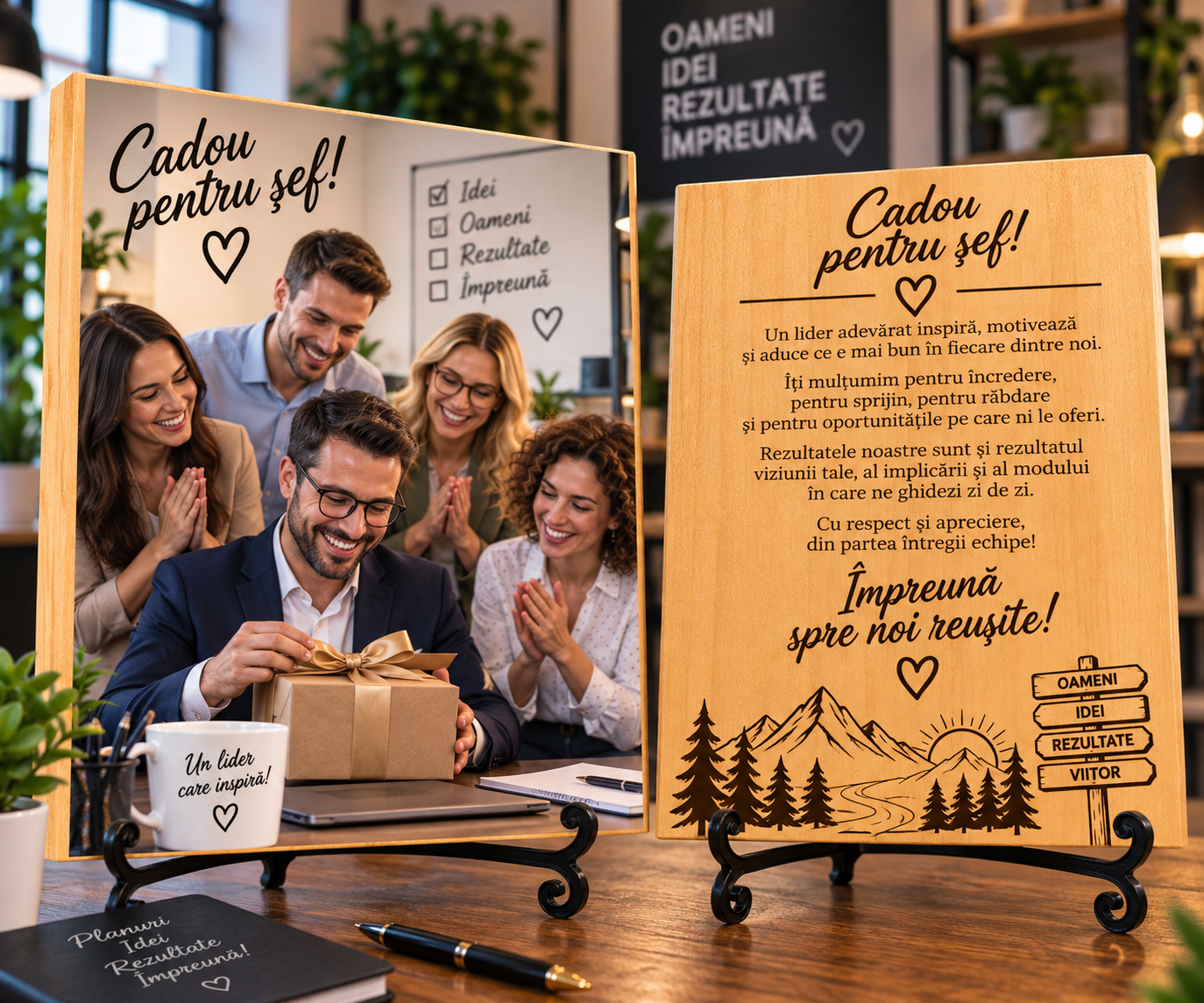 Tablou personalizat din lemn – Șef – Cadou pentru șef