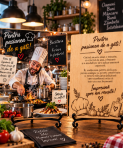 Cadou pentru bucătar – Pentru pasiunea de a găti – Tablou foto personalizat pe lemn