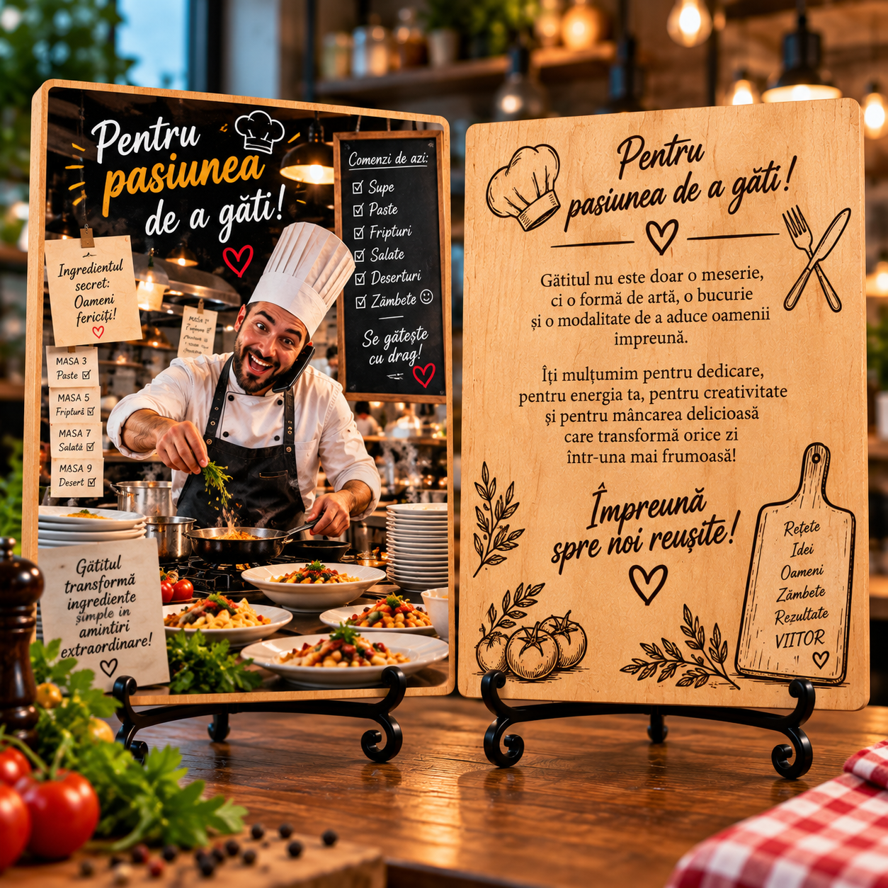 Cadou pentru bucătar – personalizat pentru bucătar – Tablou foto personalizat pe lemn