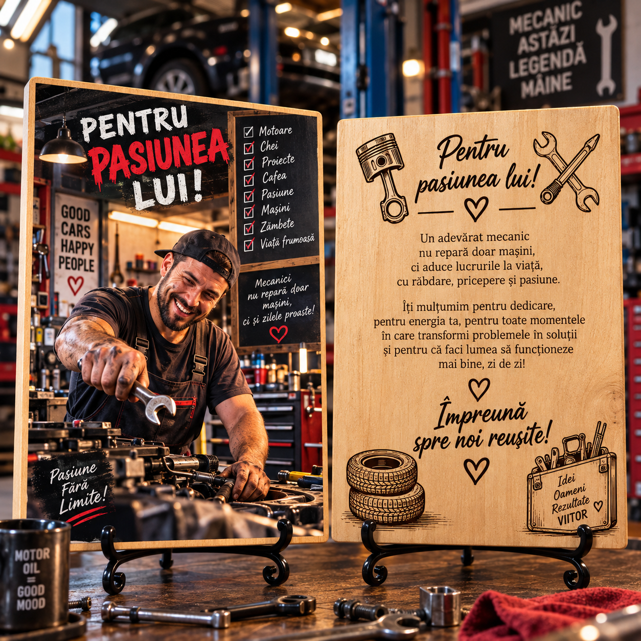 Cadou pentru mecanic – personalizat pentru mecanic – Tablou foto personalizat pe lemn
