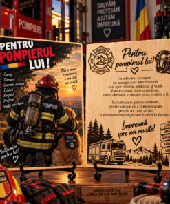 Cadou pensionare pompier – Tablou foto personalizat pe lemn