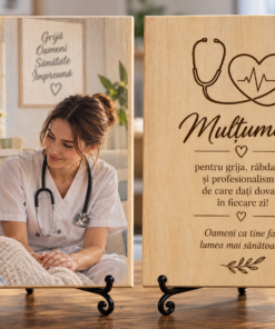Cadou pensionare medic – Tablou foto personalizat pe lemn