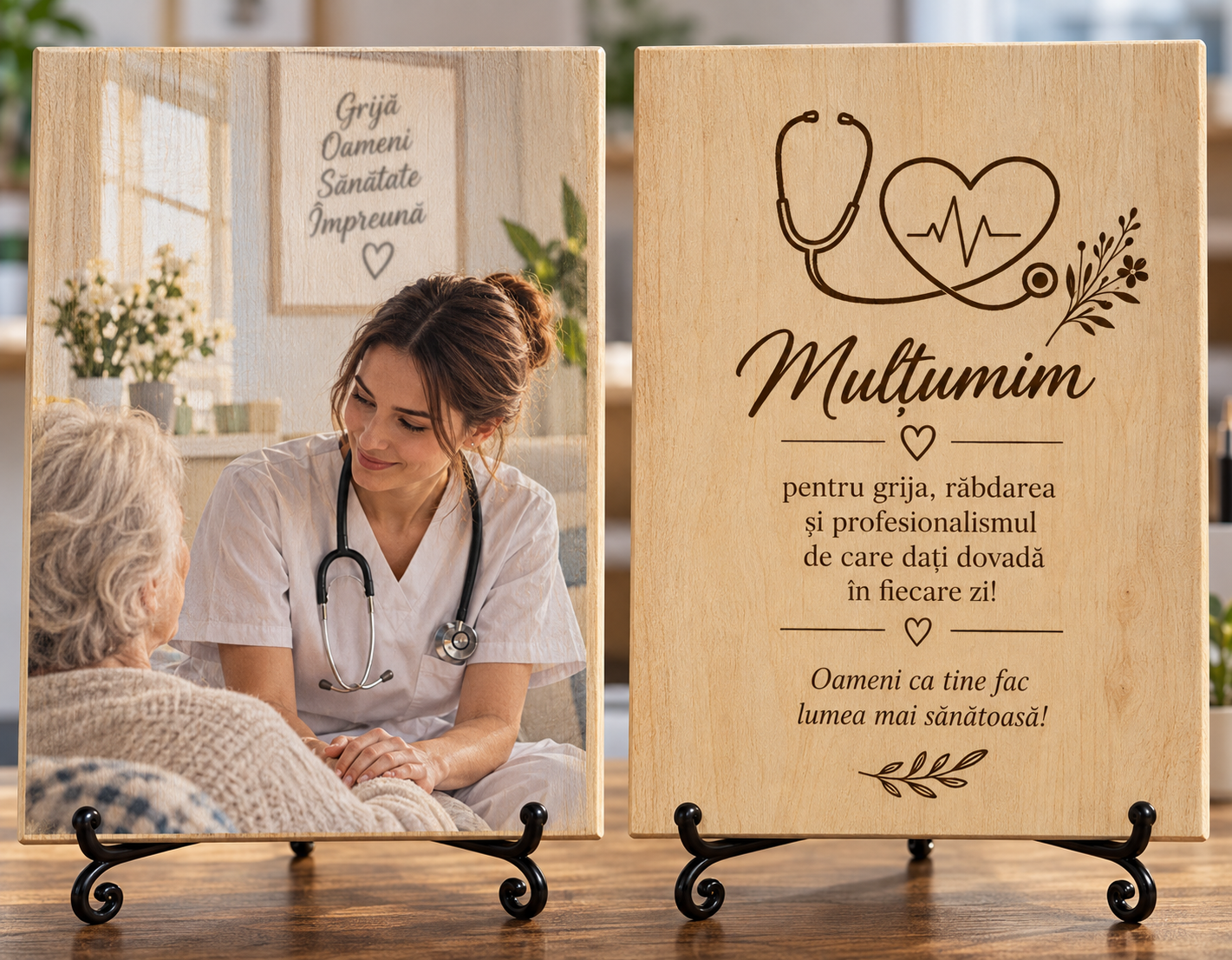 Cadou pensionare medic – Tablou foto personalizat pe lemn