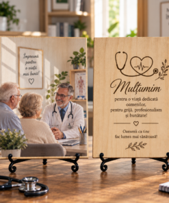 Cadou pentru medic – Mulțumire de la familie – Tablou foto personalizat pe lemn