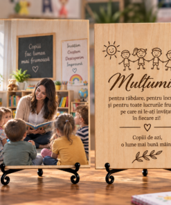 Cadou pentru educator sau educatoare – Amintire de la grupă – Tablou foto personalizat pe lemn