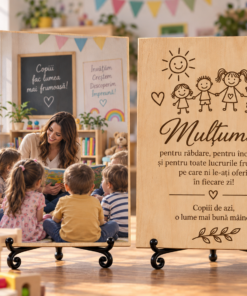 Cadou pentru educator sau educatoare – Mulțumire de la copii – Tablou foto personalizat pe lemn