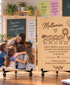 Cadou pentru învățător sau învățătoare – Amintire de la clasă – Tablou foto personalizat pe lemn