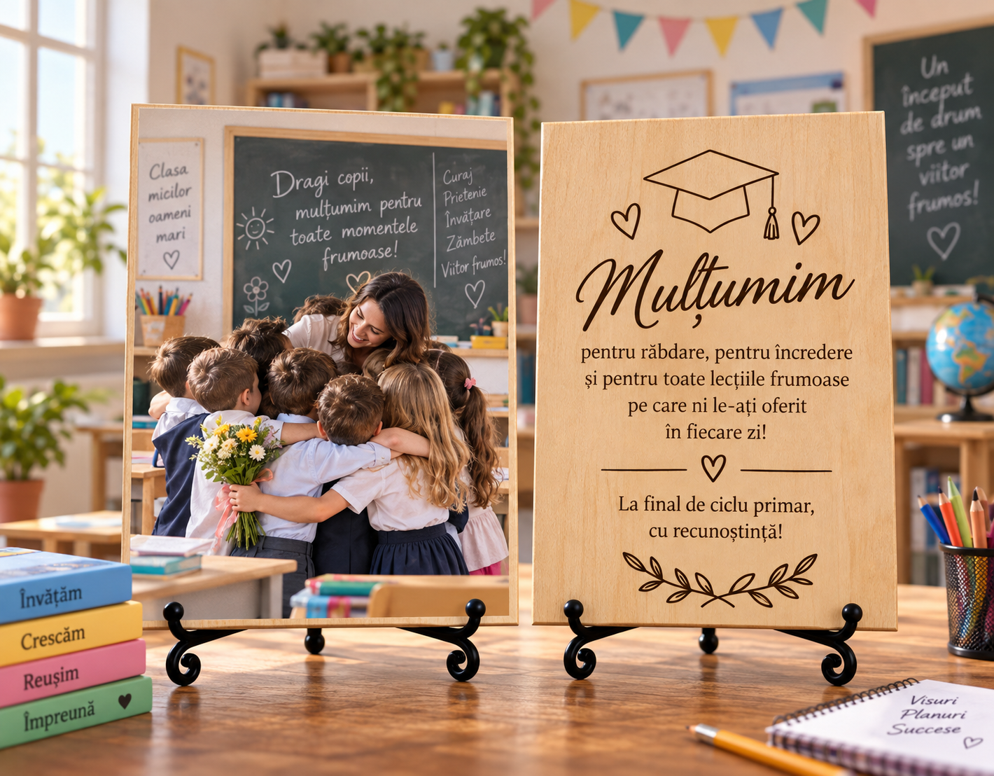 Cadou pentru învățător sau învățătoare – La final de ciclu primar – Tablou foto personalizat pe lemn