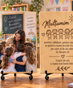 Cadou pentru învățător sau învățătoare – Mulțumire de la copii – Tablou foto personalizat pe lemn