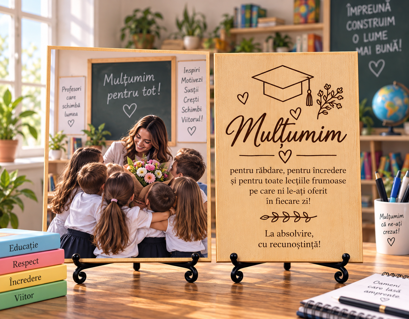 Cadou pentru profesor sau profesoară – La absolvire – Tablou foto personalizat pe lemn