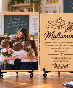 Cadou pentru profesor sau profesoară – Amintire de la clasă – Tablou foto personalizat pe lemn