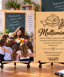 Cadou pentru profesor sau profesoară – Mulțumire de la elevi – Tablou foto personalizat pe lemn