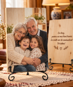 Cadou de Onomastică – Pentru bunici – Tablou foto personalizat pe lemn
