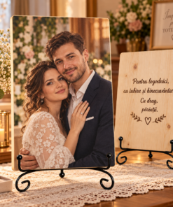Cadou de logodnă – De la părinți pentru logodnici – Tablou foto personalizat pe lemn