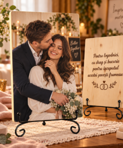 Cadou de logodnă – pentru logodnici – Tablou foto personalizat pe lemn