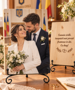 Cadou de nuntă – Cununie civilă – Tablou foto personalizat pe lemn