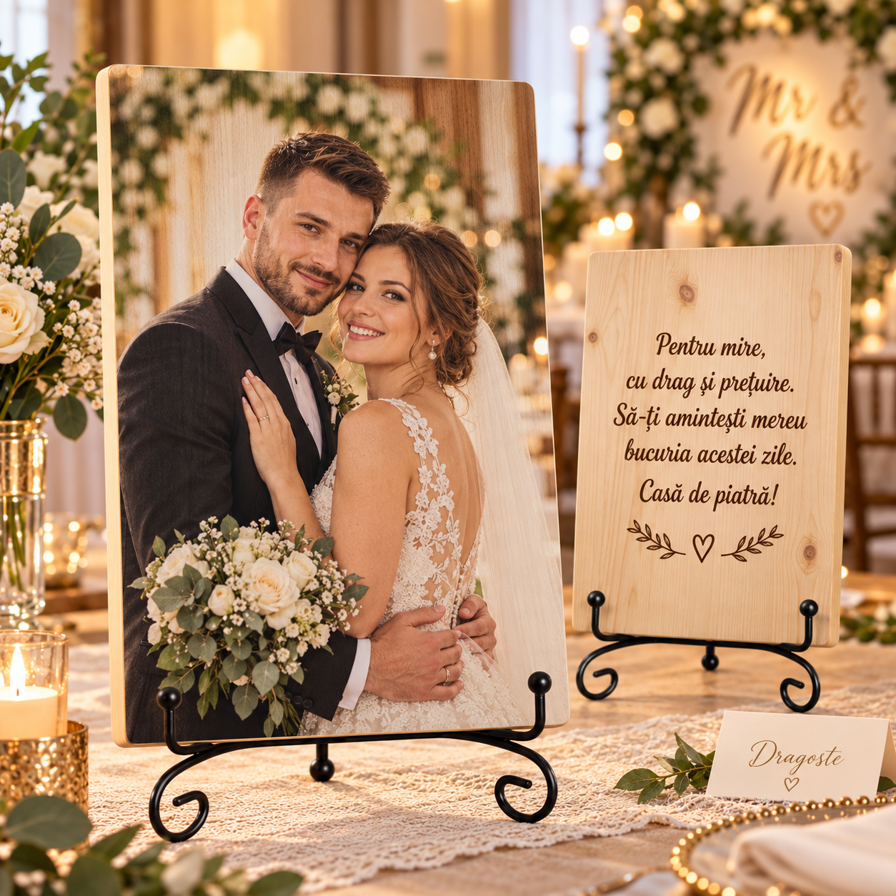 Cadou de nuntă – pentru mire – Tablou foto personalizat pe lemn