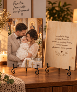 Cadou de botez – Botez fetiță – Tablou foto personalizat pe lemn